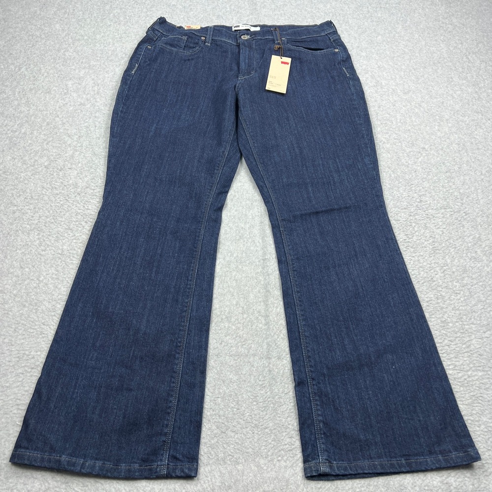 Levis 515 Bootcut Jeans Women's 14S Blue Dark Wash Mid Rise Flap Pocket Stretch